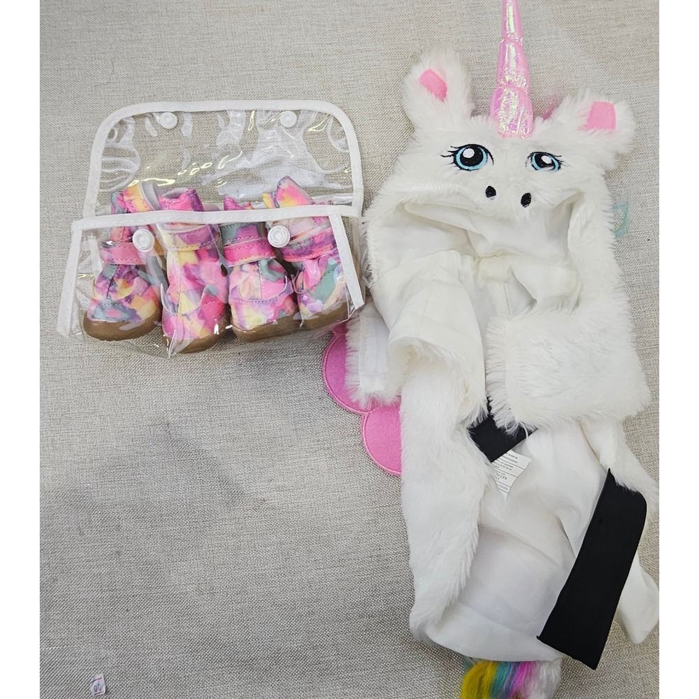 Michaels Unicorn Pet Costume Small White Pink Rainbow Wings Booties Set 550229